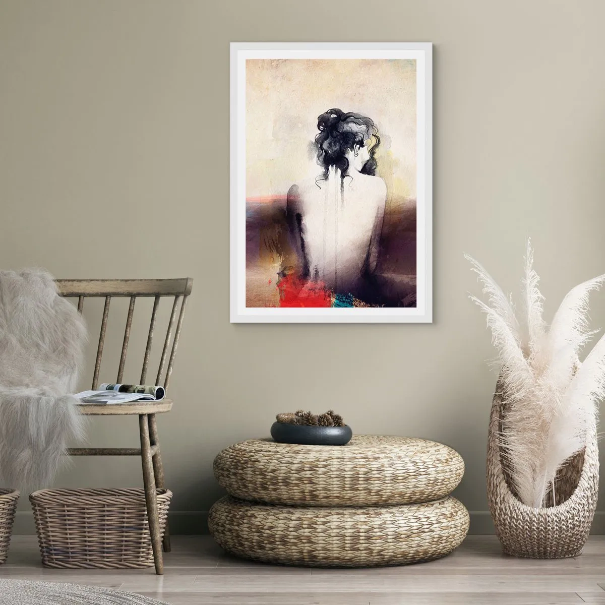 Poster in einem weißen Rahmen - Glatte Linien, ovale Formen - 70x100 cm