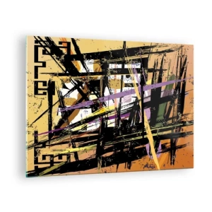 Glasbild - Bild auf glas - Abstrakte geometrische Komposition in scharfen Linien - 70x50cm - Ein scharfer Schnitt - Moderne Wanddekoration für Wohnzimmer und Schlafzimmer ARTTOR