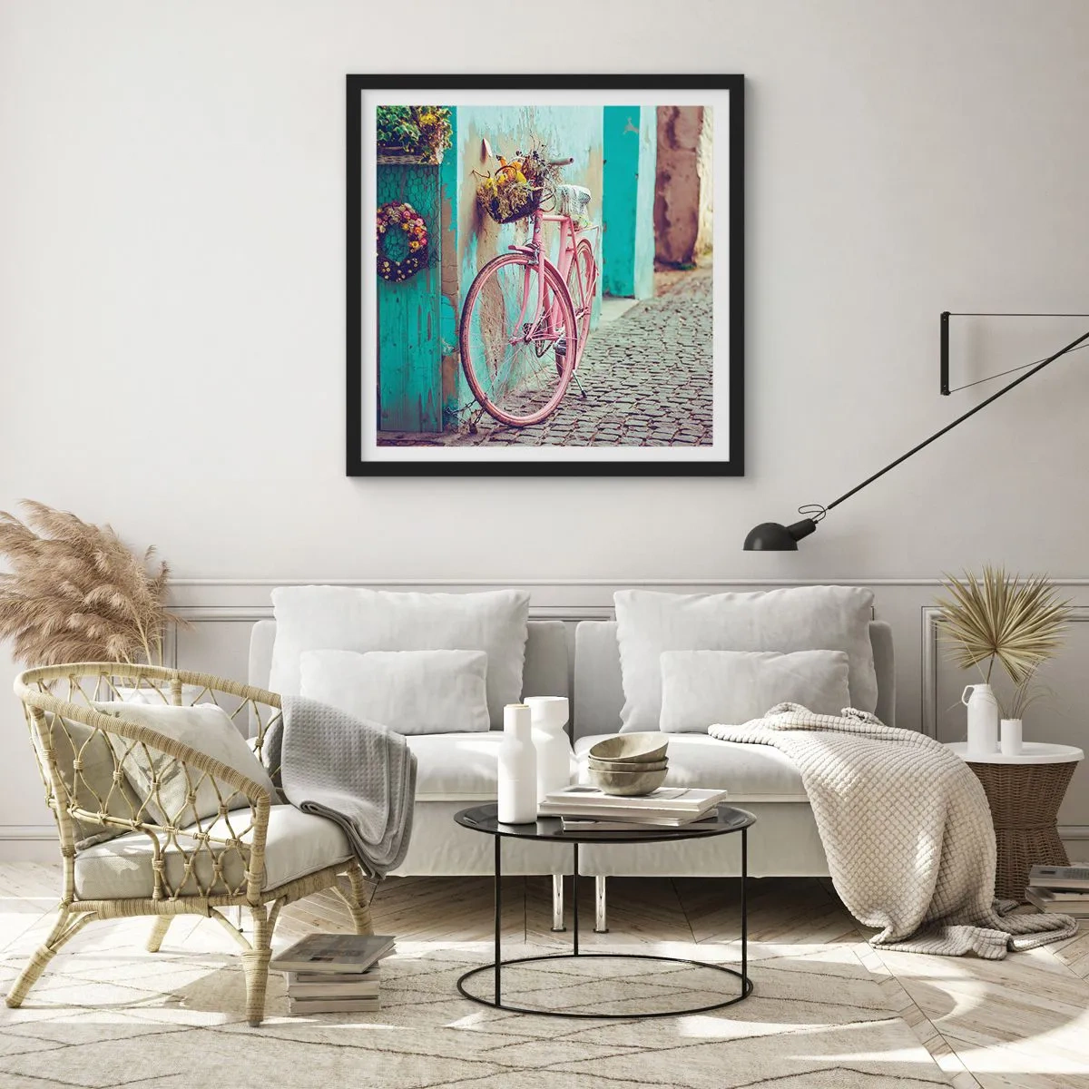 Poster in einem schwarzem Rahmen - Ich komme gleich wieder - 60x60 cm