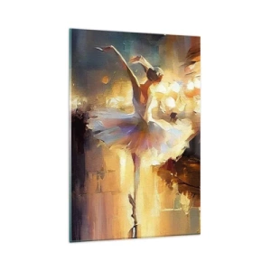 Glasbild - Bild auf glas - Eine Ballerina tanzt vor einer beleuchteten Bühne - 80x120cm - Wunder auf der Straße - Moderne Wanddekoration für Wohnzimmer und Schlafzimmer ARTTOR