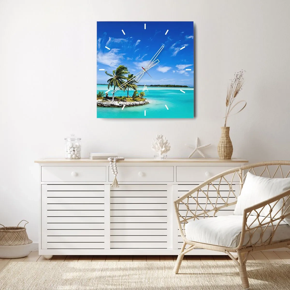 Wanduhr - Glasuhr - Ein Paradies auf Erden - 30x30 cm