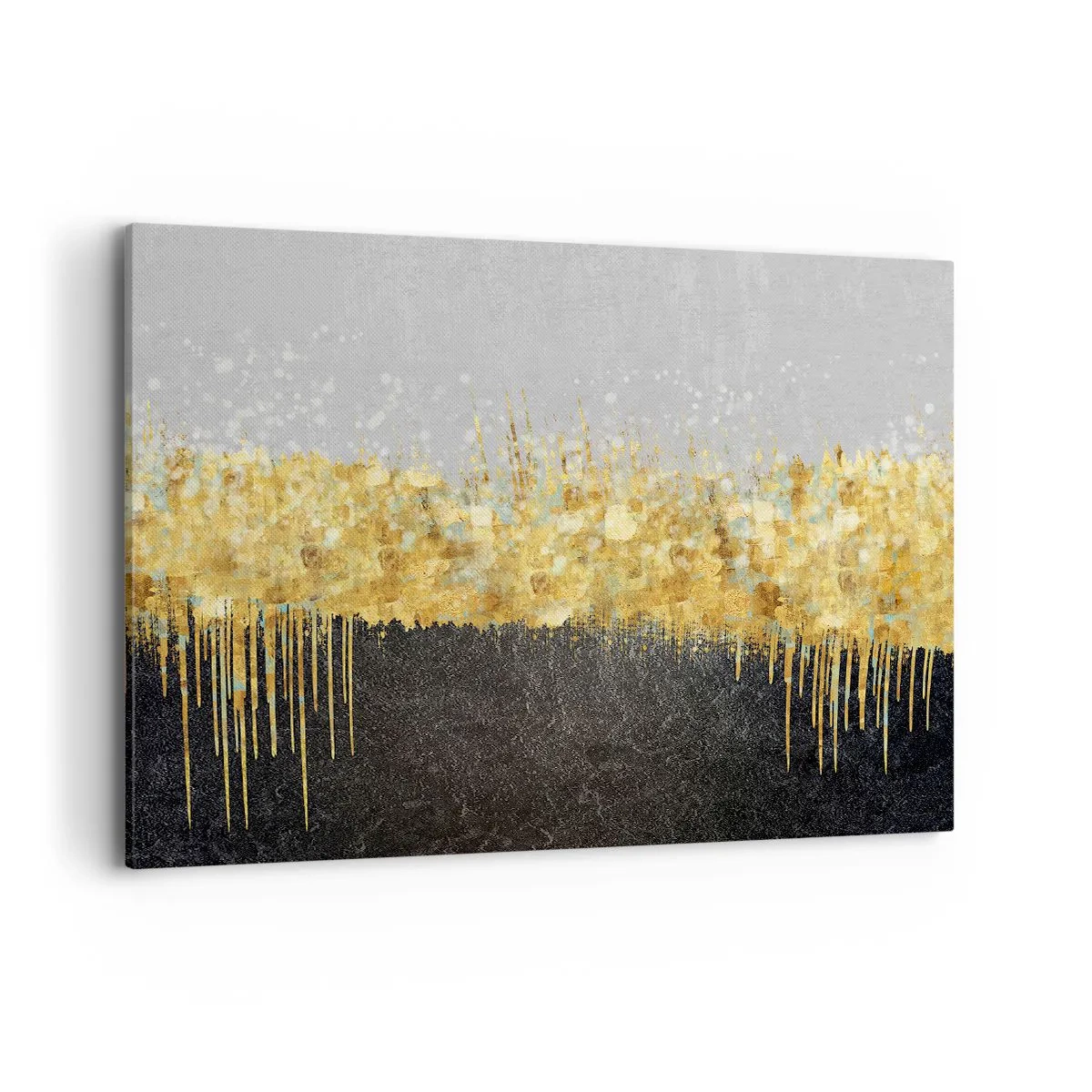 Bild auf Leinwand - Leinwandbild - Abstrakte Komposition in Gold- und Schwarztönen - 100x70cm - Nach innen und nach oben - Moderne Wanddekoration für Wohnzimmer und Schlafzimmer ARTTOR