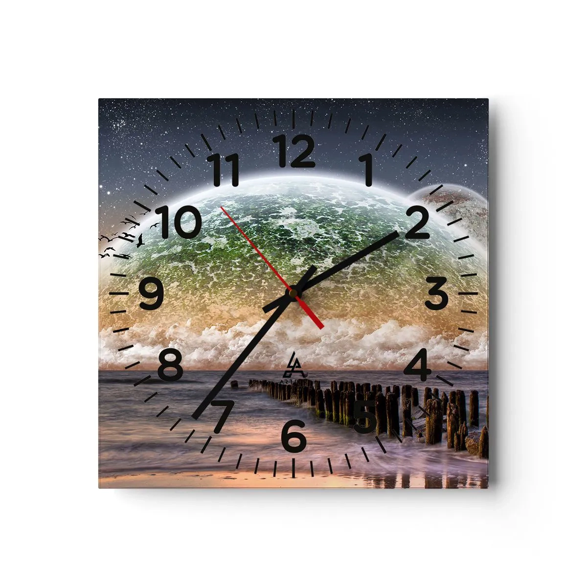 Wanduhr - Glasuhr - Und die Welt tauchte aus dem Wasser auf - 40x40 cm