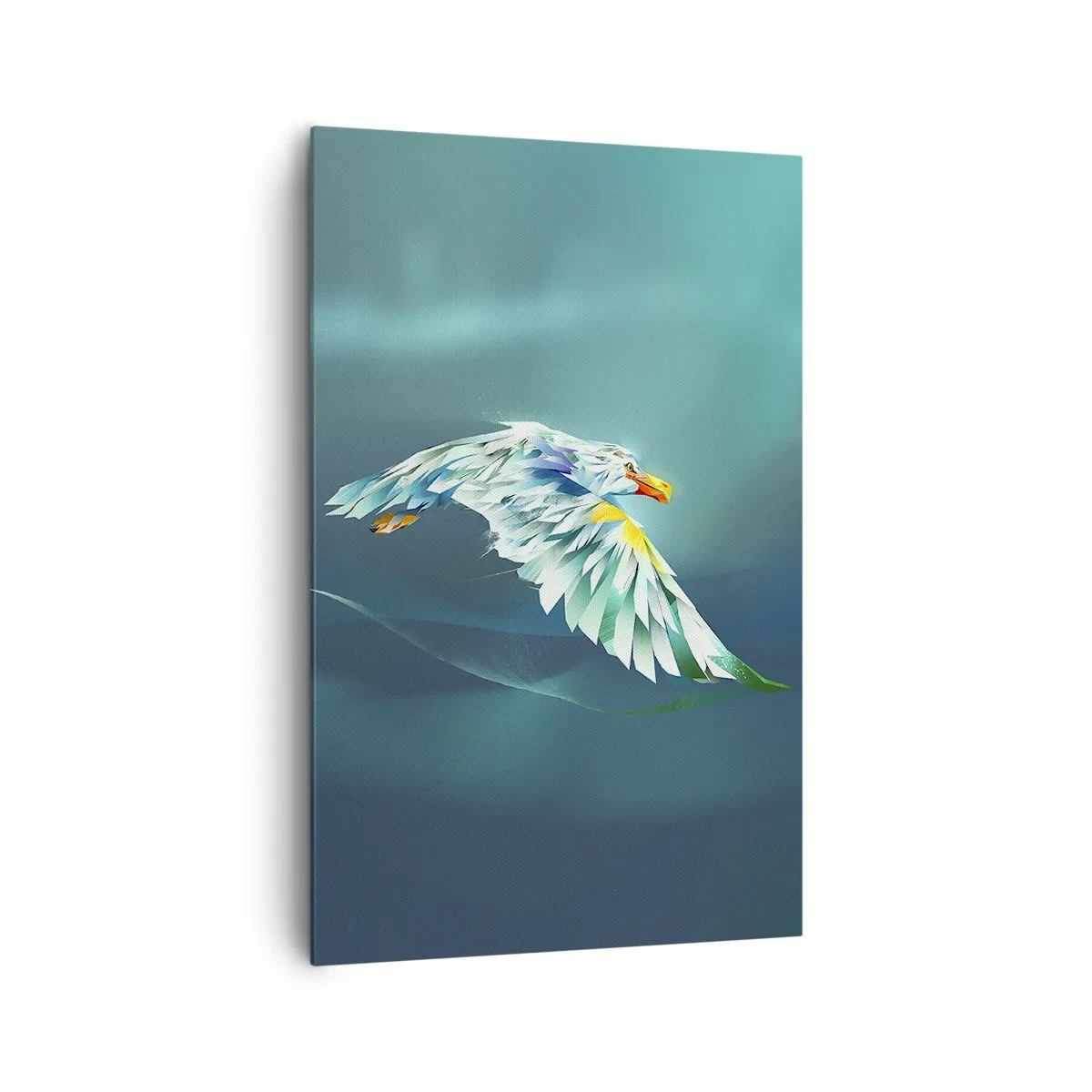 Bild auf Leinwand - Leinwandbild - Abstrakter Adler im Flug vor einem türkisfarbenen Himmel - 80x120cm - Der Adler deiner Flüge ist die Kraft - Moderne Wanddekoration für Wohnzimmer und Schlafzimmer ARTTOR