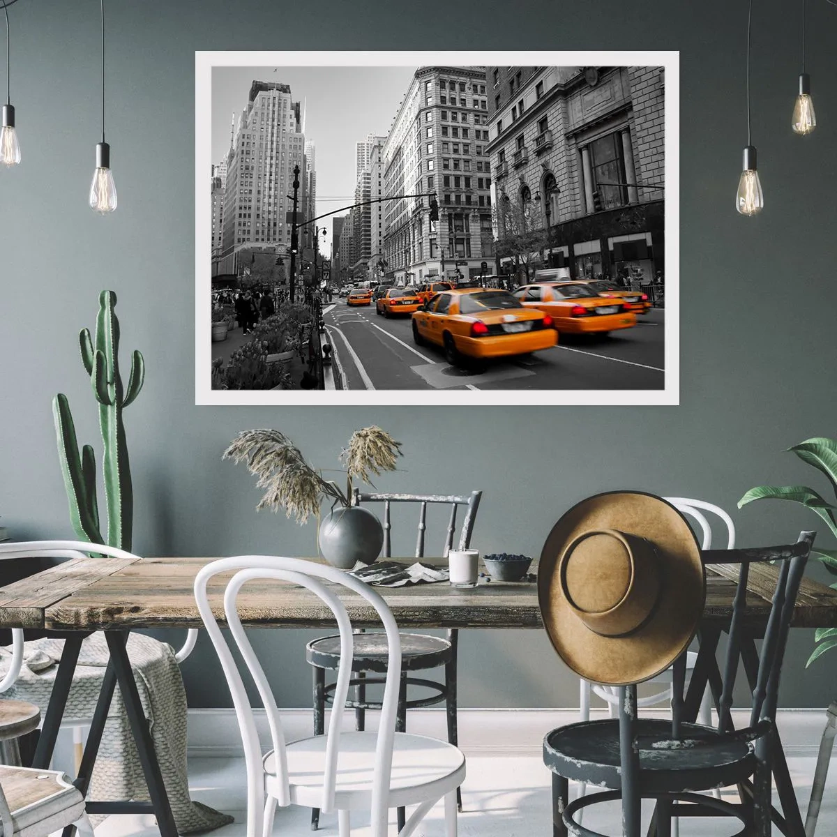 Poster - Gelbe Taxis auf den Straßen von New York - 100x70cm - Sonnen der Großstadt - Moderne Wanddekoration für Wohnzimmer und Schlafzimmer ARTTOR