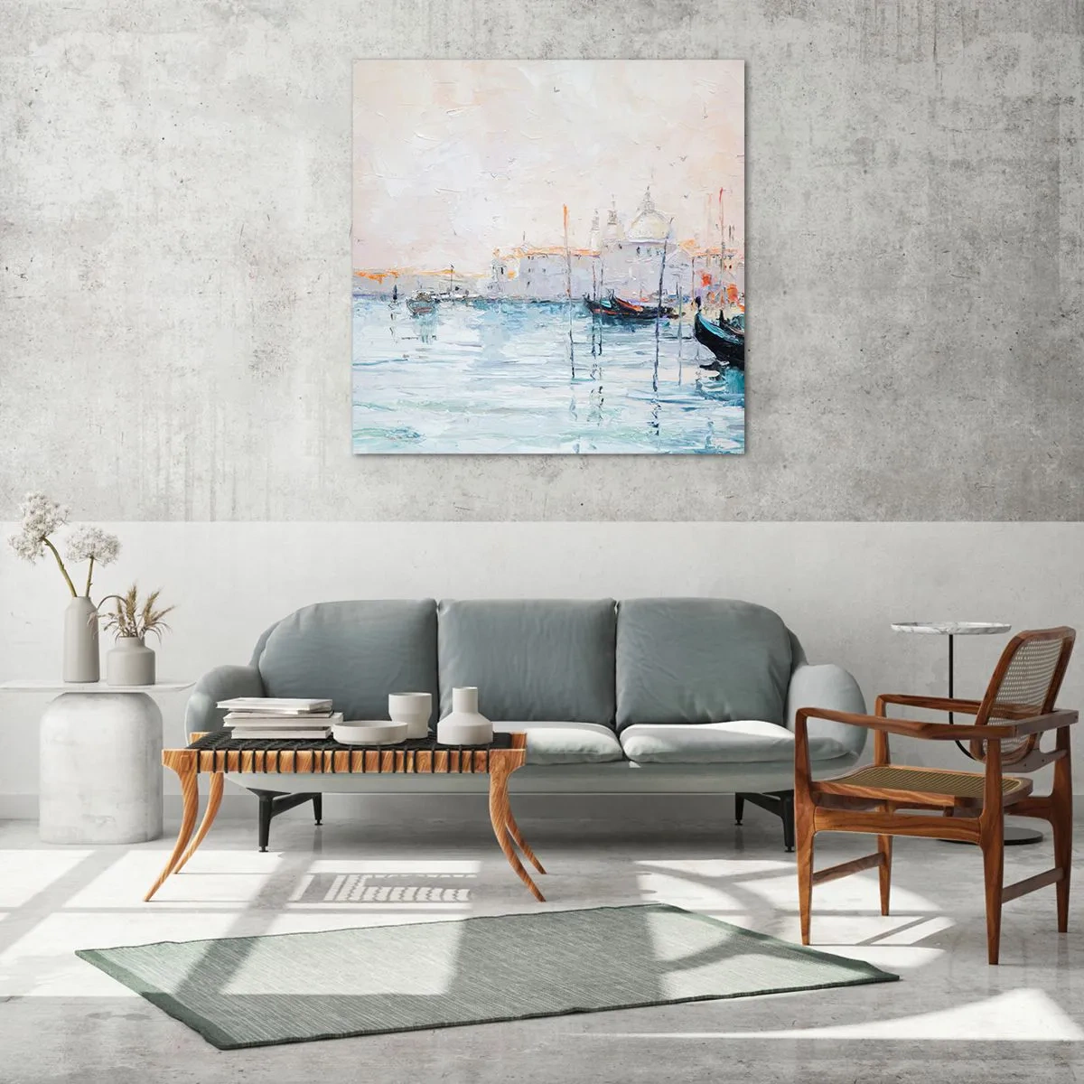 Glasbild - Bild auf glas - Hinter dem Wasser, hinter dem Nebel - 60x60 cm