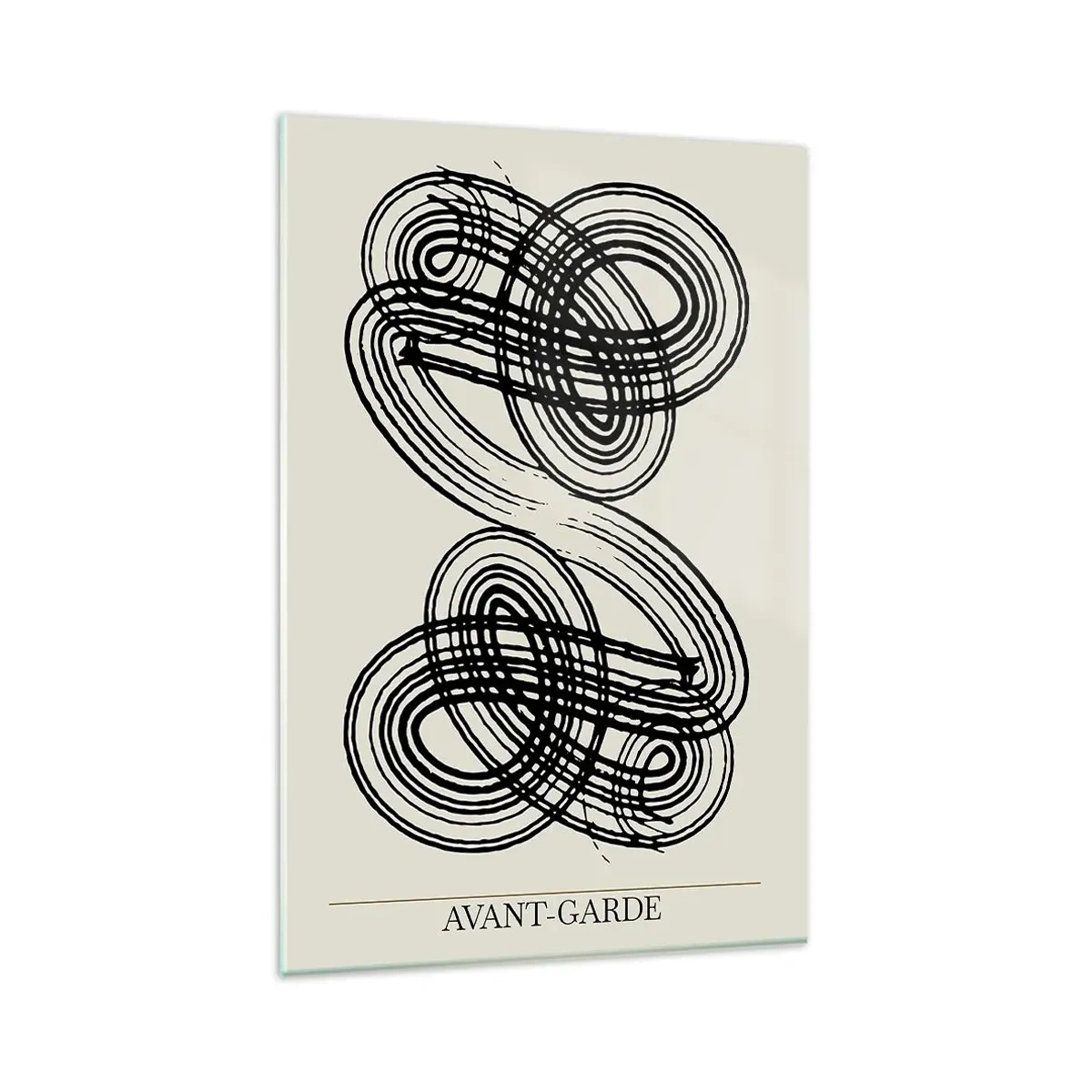 Glasbild - Bild auf glas - Abstrakte schwarze Linien auf hellem Hintergrund im Avantgarde-Stil. - 80x120cm - Es kam spontan heraus - Moderne Wanddekoration für Wohnzimmer und Schlafzimmer ARTTOR