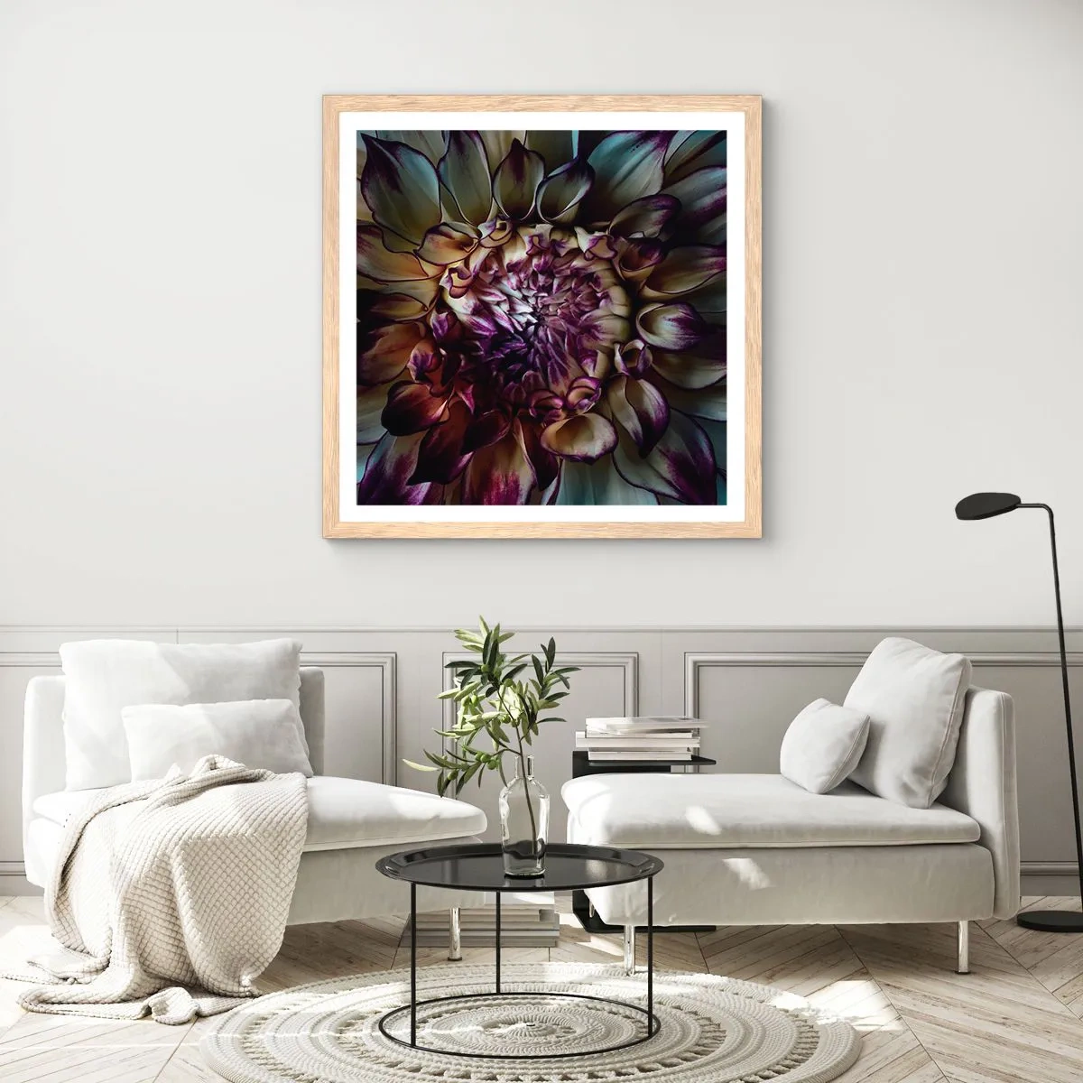 Poster in einem Rahmen aus heller Eiche - Die Blütezeit der Jugend - 40x40 cm