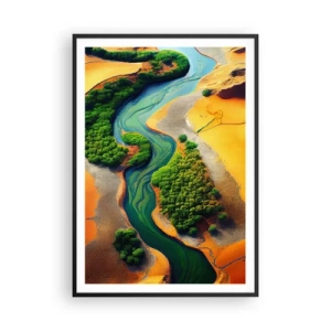 Poster in einem schwarzem Rahmen - Lebensspendender Fluss - 70x100 cm