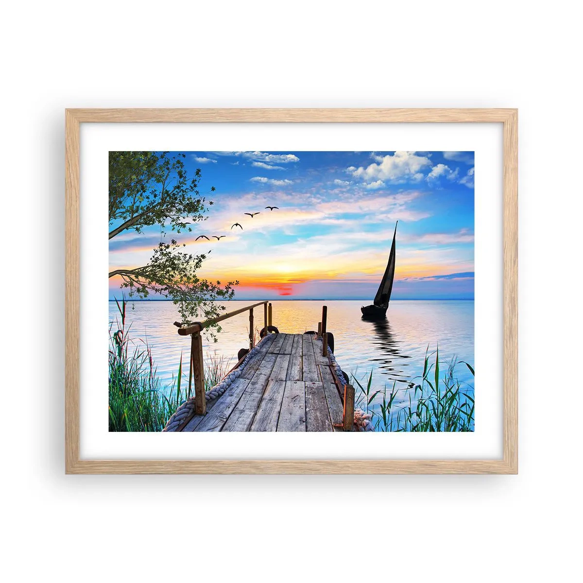 Poster in einem Rahmen aus heller Eiche - Guten Abend - 50x40 cm