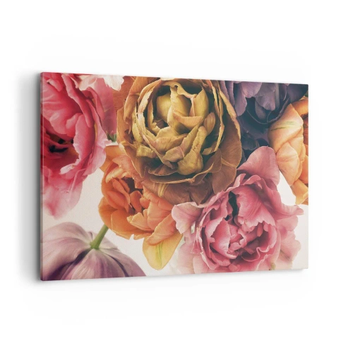 Bild auf Leinwand - Leinwandbild - Ein Strauß verschiedener Blumen in intensiven Farben - 120x80cm - Eine Feier des Lebens - Moderne Wanddekoration für Wohnzimmer und Schlafzimmer ARTTOR