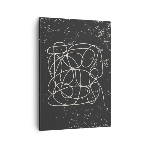 Bild auf Leinwand - Leinwandbild - Abstrakte Linie auf schwarzem Hintergrund mit feinen Details - 50x70cm - Wandernde, umherschweifende Gedanken - Moderne Wanddekoration für Wohnzimmer und Schlafzimmer ARTTOR