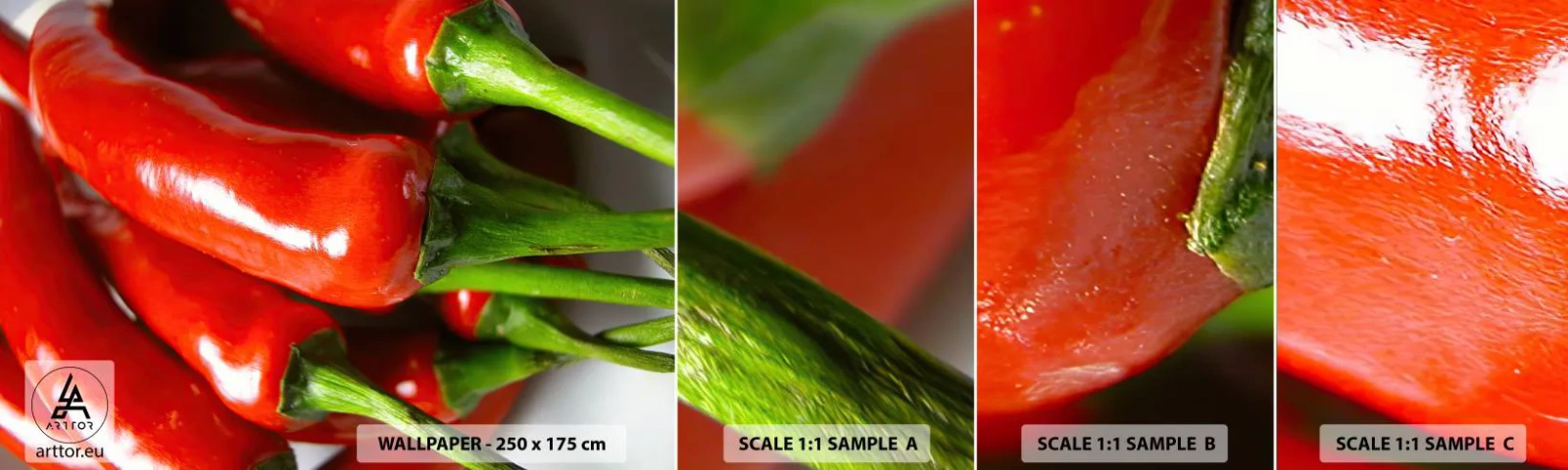 Fototapeten Muster Selbstklebend Deluxe Sticker - Saftig, glänzend, glatt - Gastronomie, Pfeffer, Gemüse - 100x30 cm