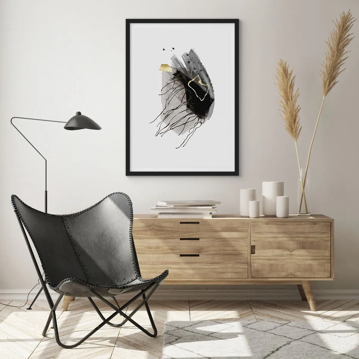 Poster in einem schwarzem Rahmen - In Schwarz und Gold - 40x50 cm