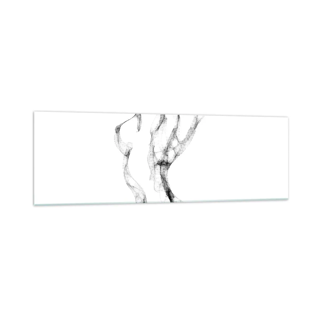 Glasbild - Bild auf glas - Zarte, abstrakte Linien, die Rauchfahnen ähneln, auf hellem Hintergrund - 160x50cm - Schön und stark - Moderne Wanddekoration für Wohnzimmer und Schlafzimmer ARTTOR