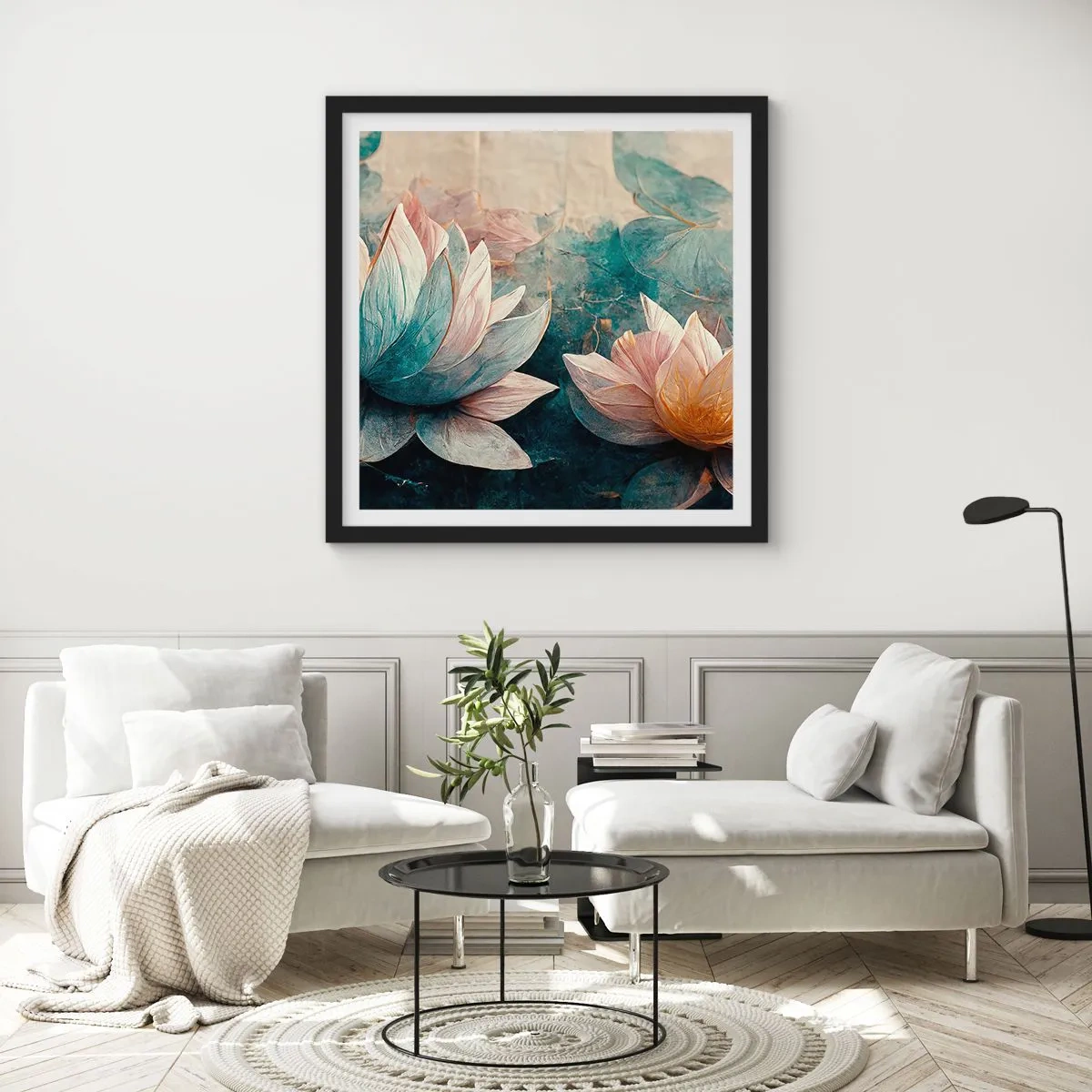 Poster in einem schwarzem Rahmen - Seesterne - 30x30 cm