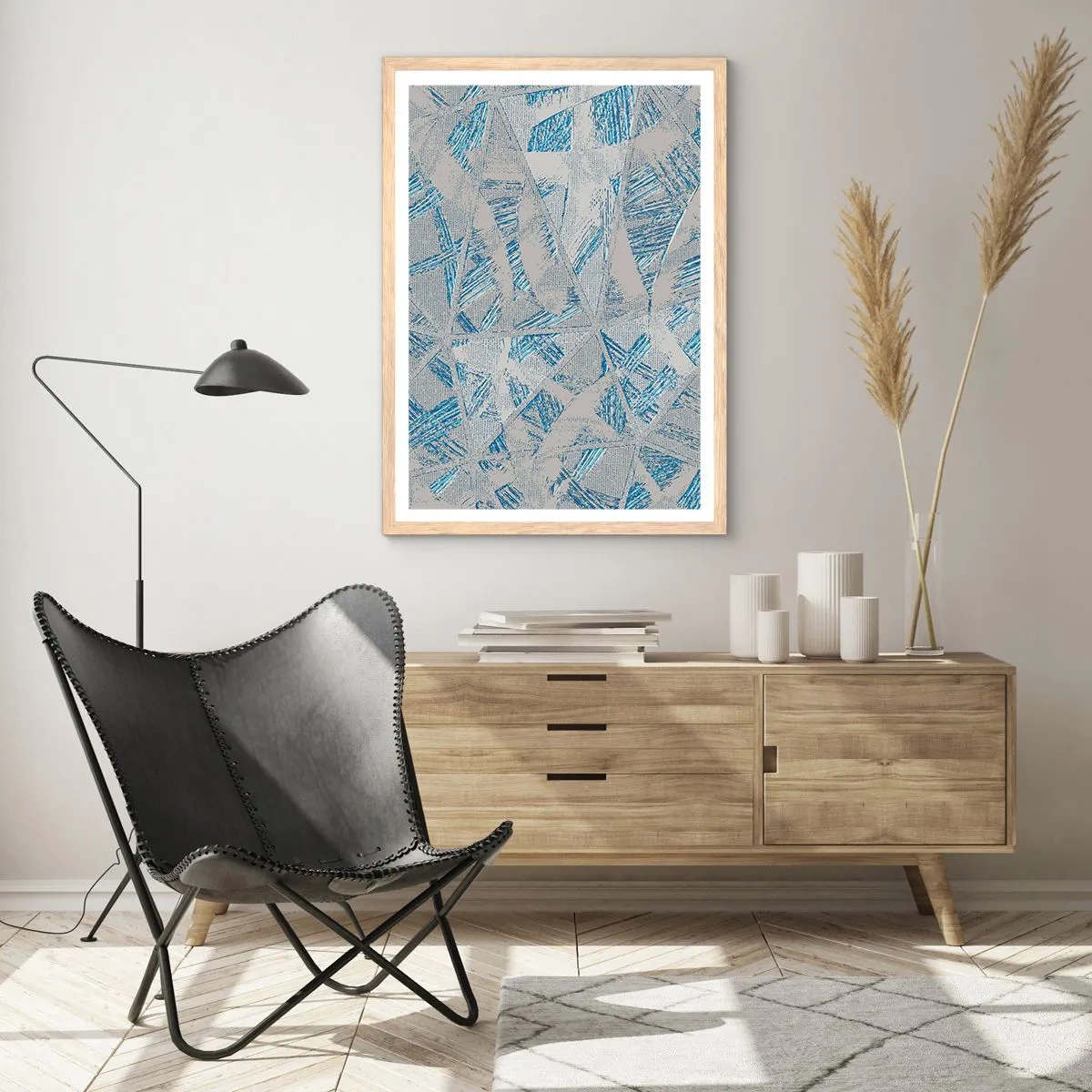 Poster in einem Rahmen aus heller Eiche - In einem blaugrauen Labyrinth - 30x40 cm