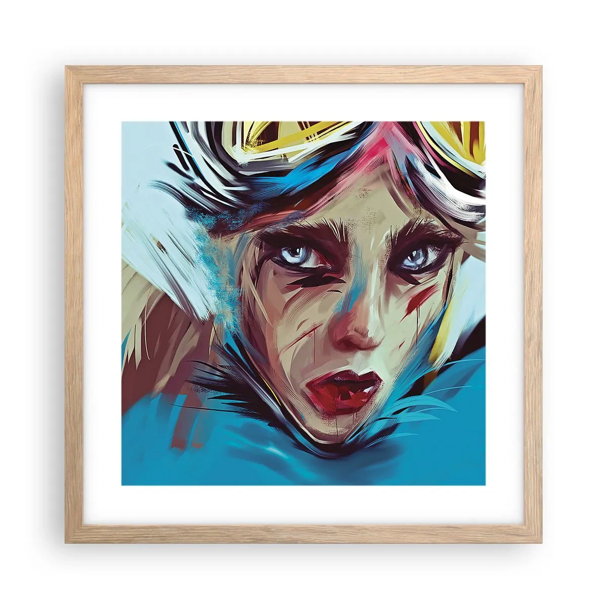 Poster in einem Rahmen aus heller Eiche - Strassenkämpferin - 40x40 cm