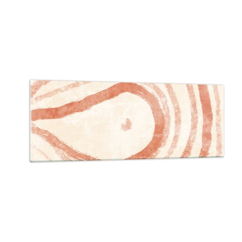 Glasbild - Bild auf glas - Ein abstraktes Motiv aus konzentrischen Linien in Terrakotta-Tönen. - 140x50cm - Korallenkreise – Komposition - Moderne Wanddekoration für Wohnzimmer und Schlafzimmer ARTTOR
