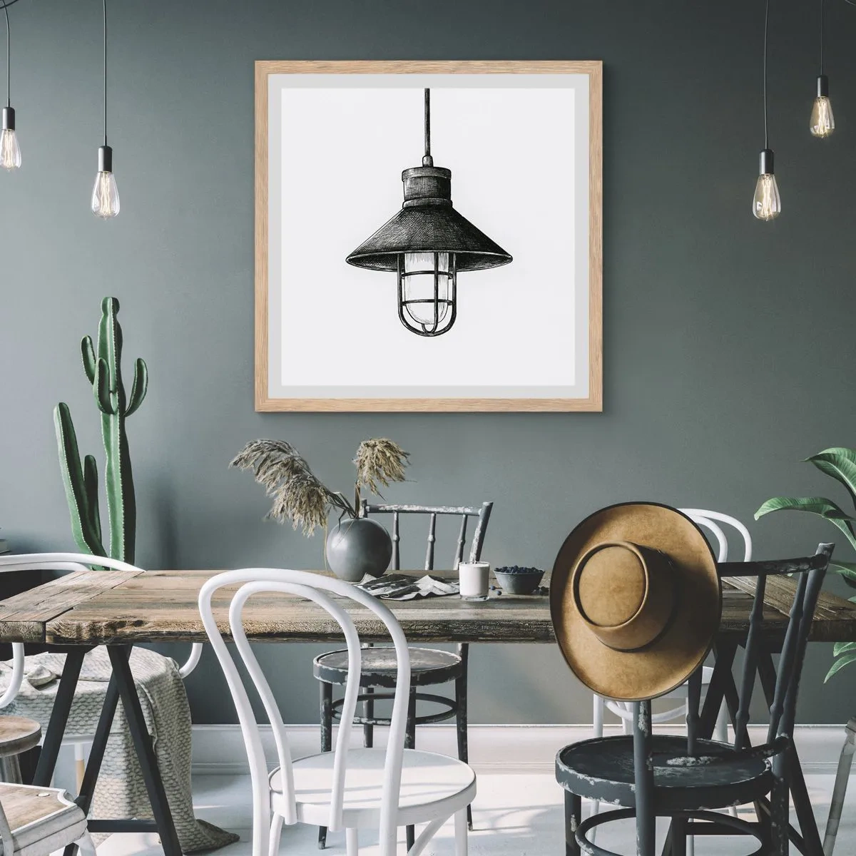 Poster in einem Rahmen aus heller Eiche - Wie vor Jahren… - 60x60 cm