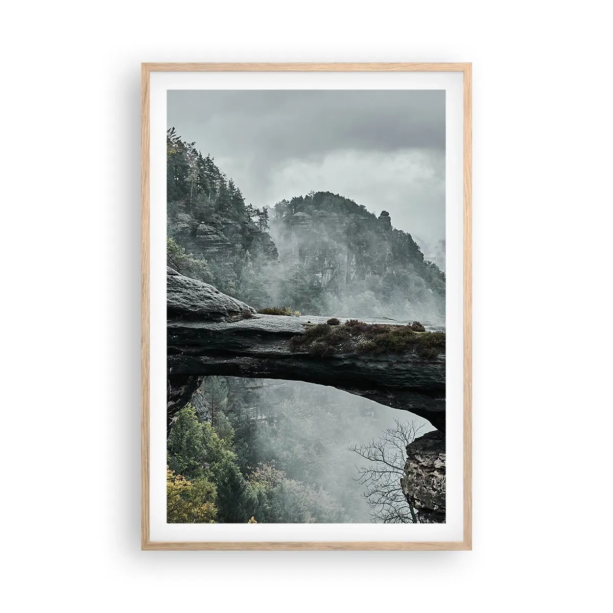 Poster in einem Rahmen aus heller Eiche - Abenteuer beginnt gleich - 61x91 cm