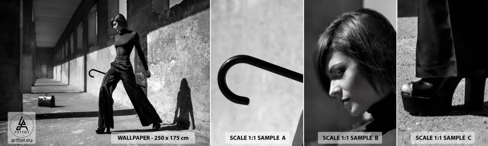 Fototapeten Muster Selbstklebend Deluxe Sticker - Urbane Eleganz - Frau, Mode, Modell - 100x30 cm