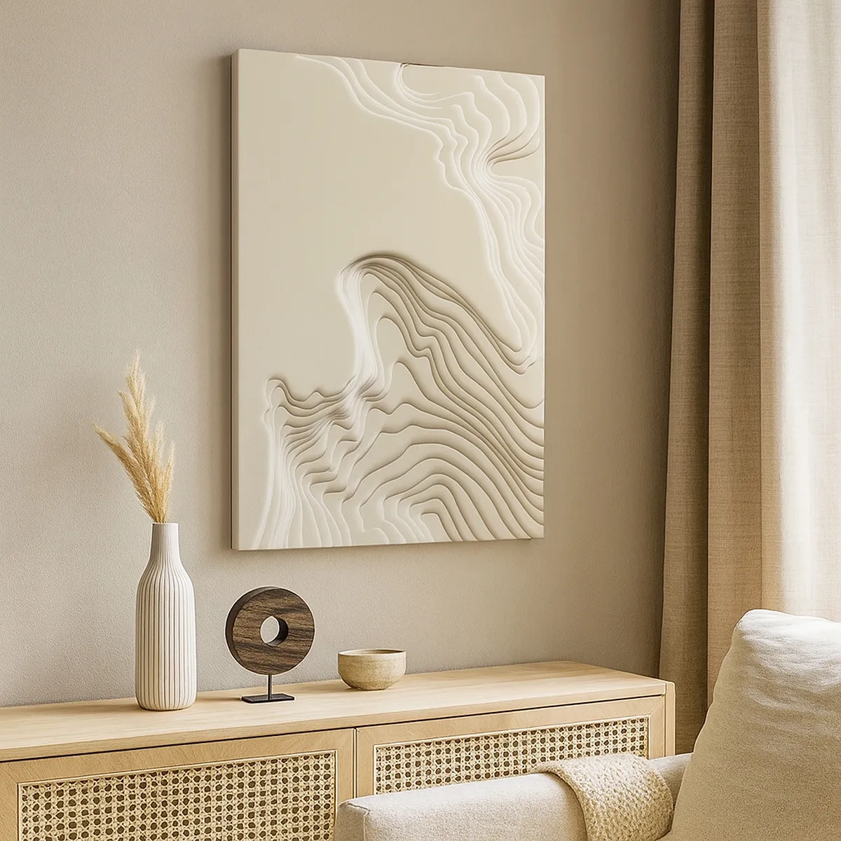 Bild auf Leinwand - Leinwandbild - Ein abstraktes Muster in Beigetönen mit linearer Wirkung. - 50x70cm - Topographie der Kunst - Moderne Wanddekoration für Wohnzimmer und Schlafzimmer ARTTOR