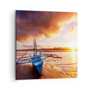 Bild auf Leinwand - Leinwandbild - Nach einem Tag sich im Sand ausstrecken - 50x50 cm