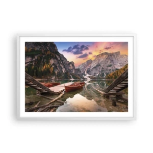 Poster in einem weißen Rahmen - Versprechen des Tages - 70x50 cm