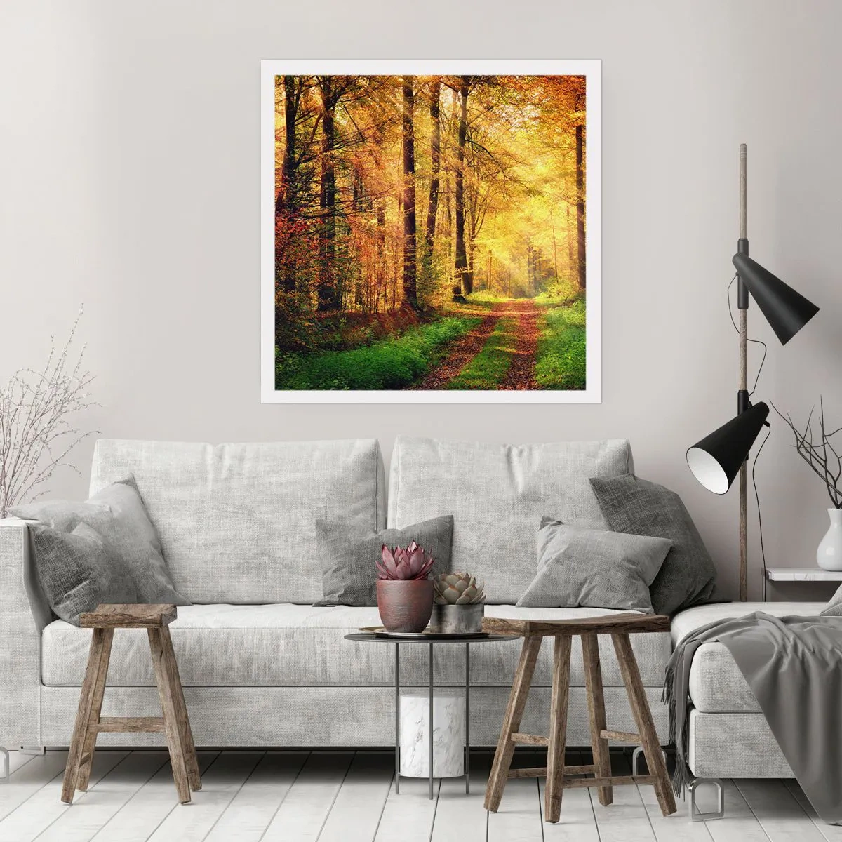 Poster - Waldgoldene Stille - 40x40 cm