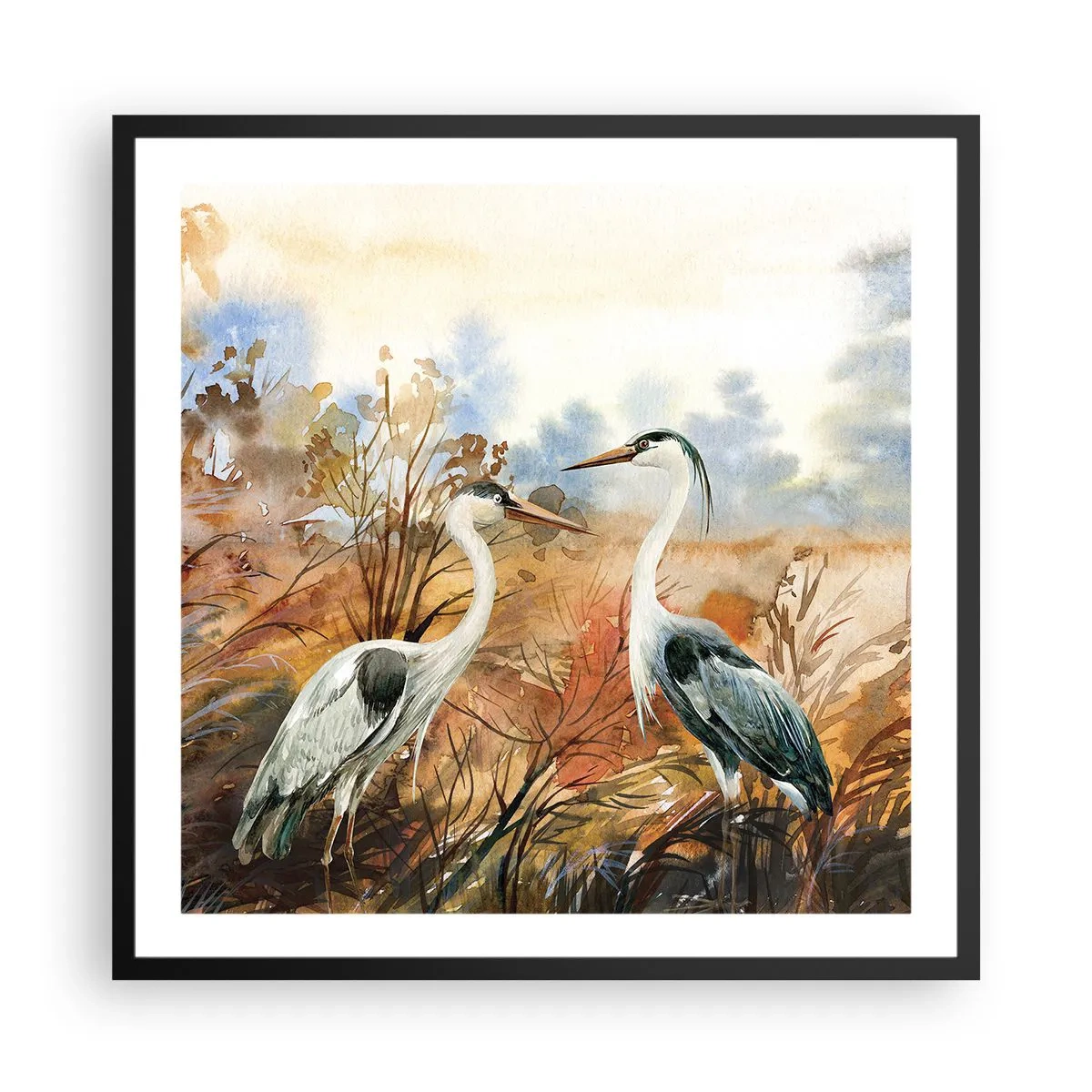 Poster in einem schwarzem Rahmen - Wohin im Herbst? - 60x60 cm