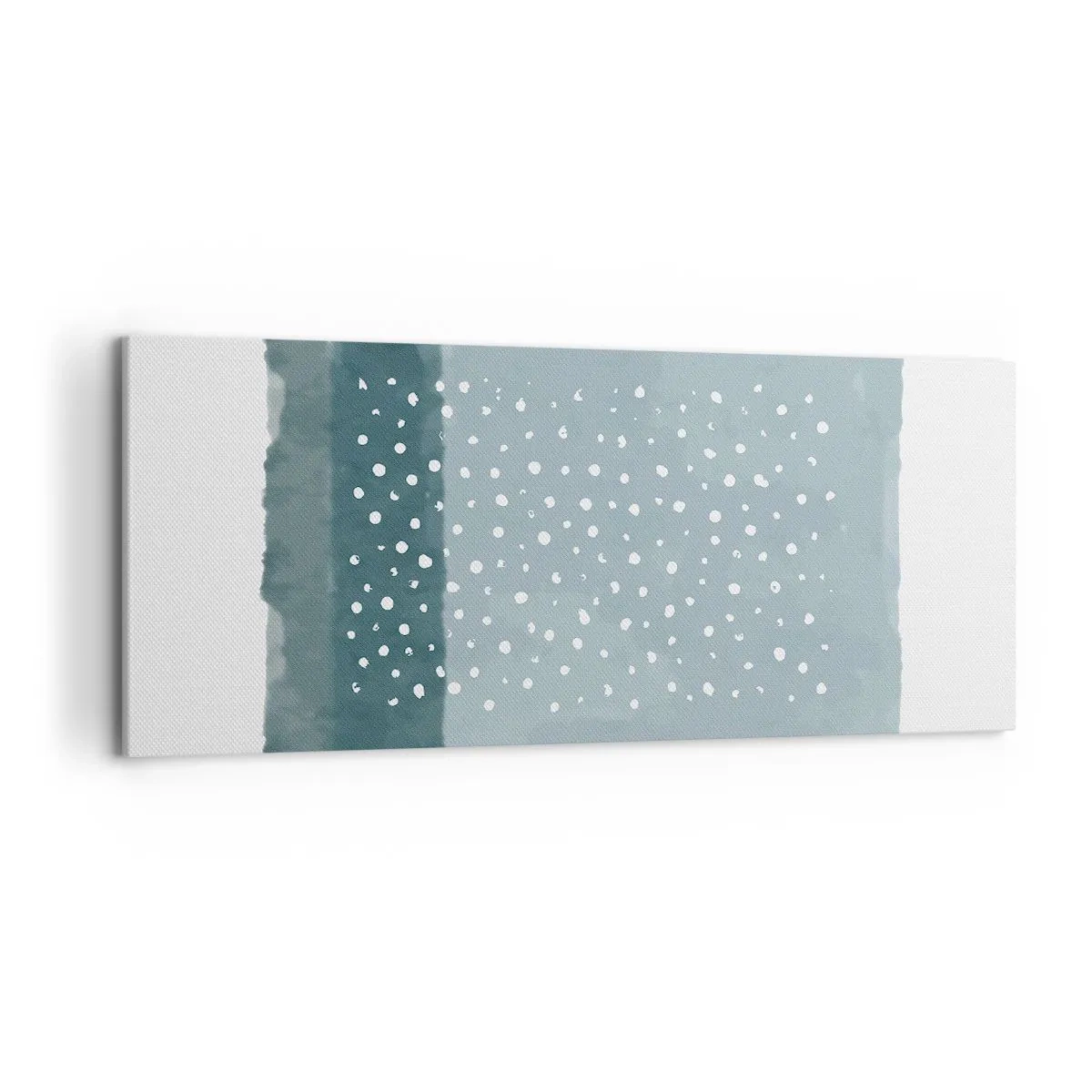 Bild auf Leinwand - Leinwandbild - Ein minimalistisches Gemälde in Blautönen mit Punkten - 120x50cm - Auf Blau gewachsen - Moderne Wanddekoration für Wohnzimmer und Schlafzimmer ARTTOR