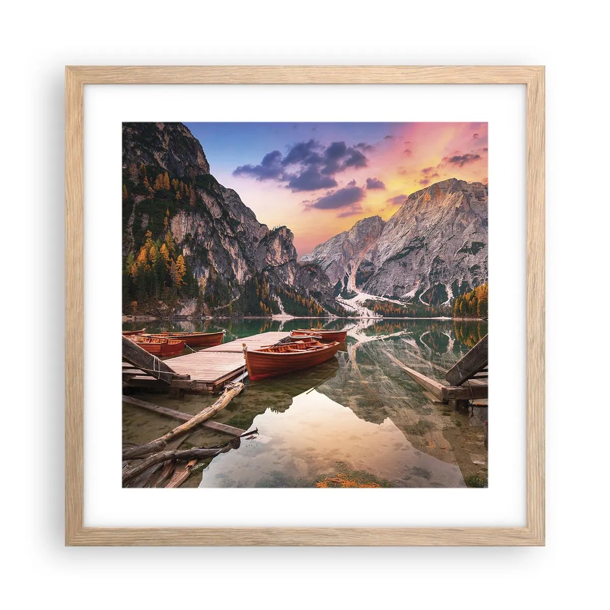 Poster in einem Rahmen aus heller Eiche - Versprechen des Tages - 40x40 cm