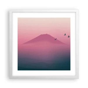 Poster in einem weißen Rahmen - Wanderer über den Wolken - 40x40 cm