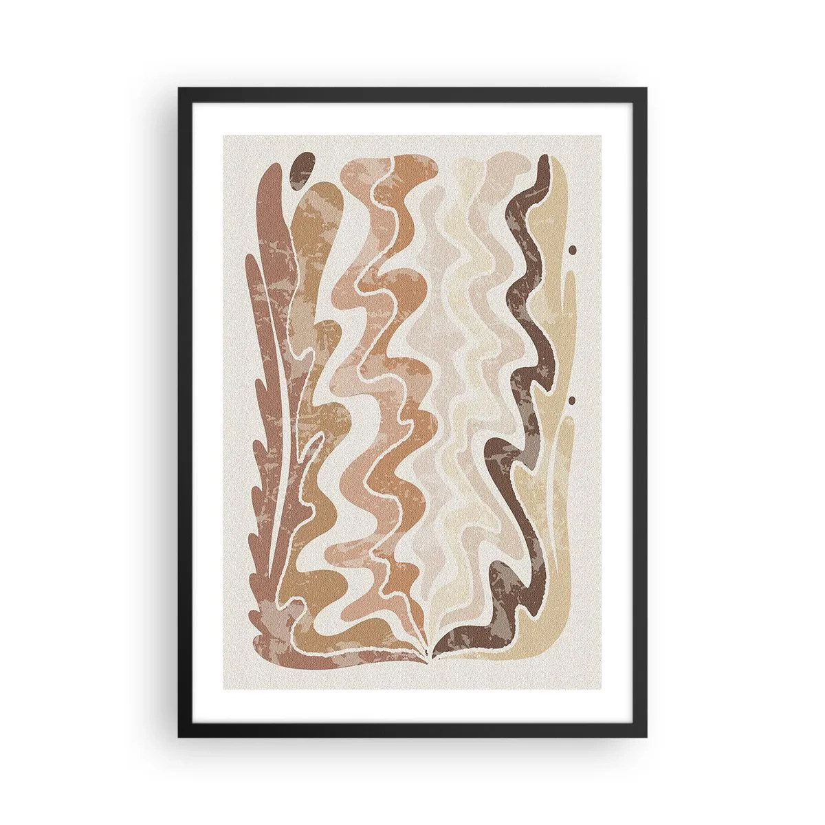 Poster in einem schwarzem Rahmen - Eine abstrakte Komposition in warmen Beigetönen. - 50x70cm - Gute Energie – gute Gefühle - Moderne Wanddekoration für Wohnzimmer und Schlafzimmer ARTTOR