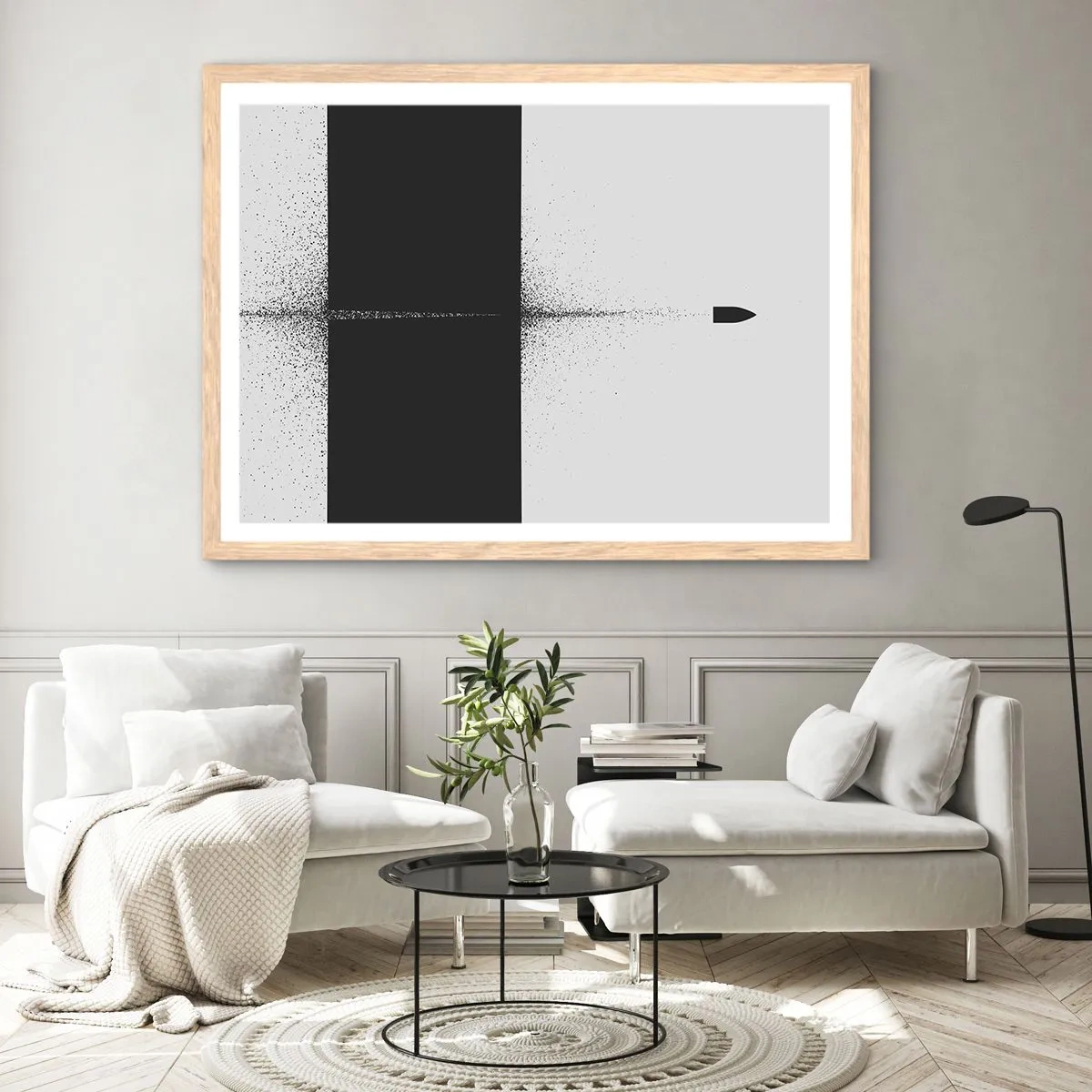 Poster in einem Rahmen aus heller Eiche - Direkt zum Ziel - 50x40 cm