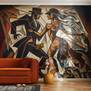 Selbstklebende Fototapete Deluxe Sticker - Tanz der Passion und Leidenschaft - Kubismus, Tanzen, Paar - 150x105 cm