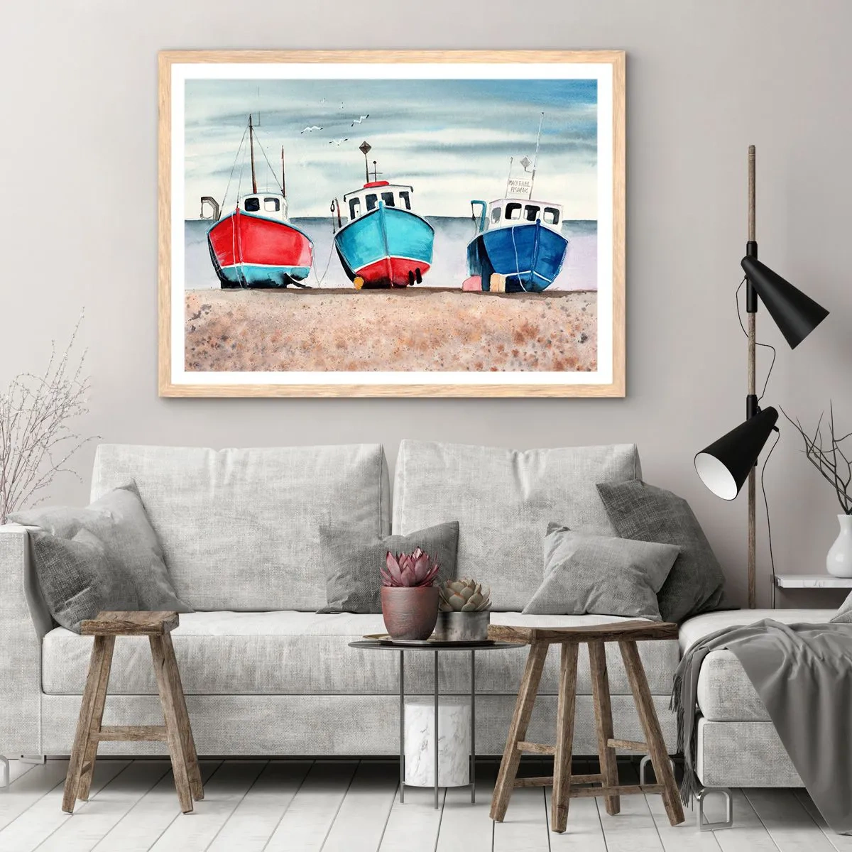 Poster in einem Rahmen aus heller Eiche - Bereit zum Fang - 91x61 cm