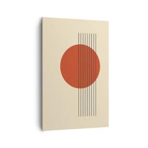 Bild auf Leinwand - Leinwandbild - Abstrakter roter Kreis mit Linien auf beigem Hintergrund. - 80x120cm - Immer wieder und weiter - Moderne Wanddekoration für Wohnzimmer und Schlafzimmer ARTTOR