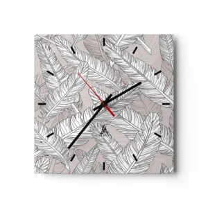 Wanduhr - Glasuhr - Ein Federwirbel - 40x40 cm