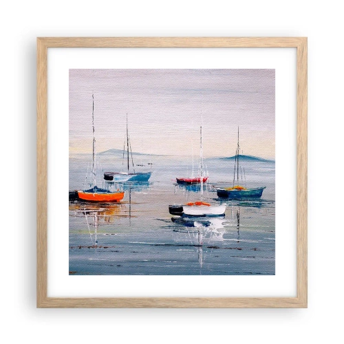 Poster in einem Rahmen aus heller Eiche - Wohlverdiente Ruhe - 40x40 cm