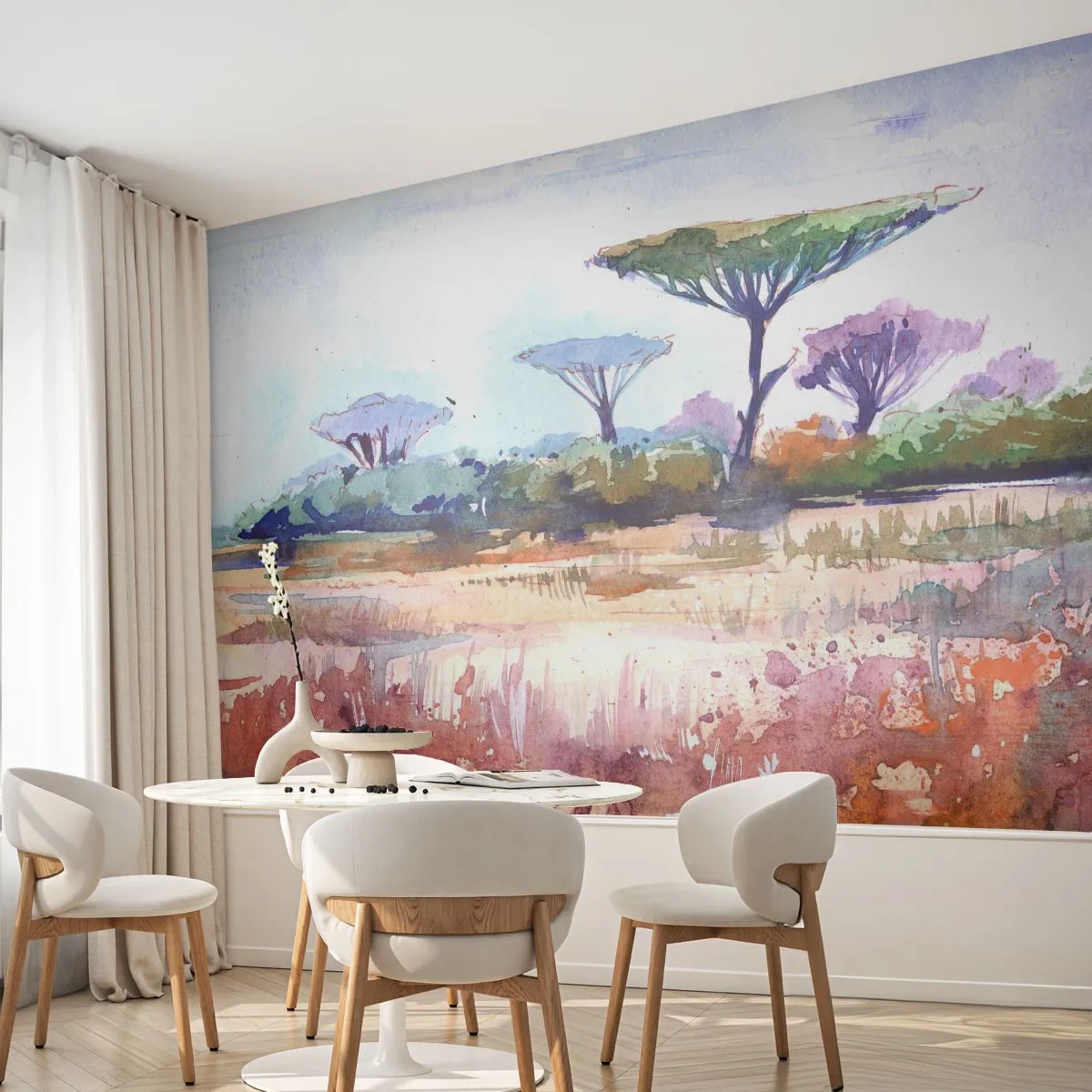 Fototapete Premium Sand - Savannah-Farben - Landschaft, Savanne, Afrika - 350x256 cm