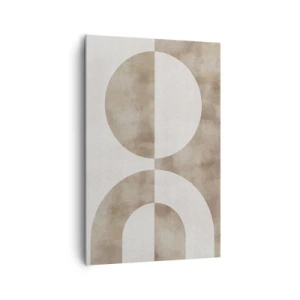Bild auf Leinwand - Leinwandbild - Ein abstraktes Gemälde in Beigetönen mit geometrischen Formen und Symmetrie. - 80x120cm - Ähnlichkeiten und Unterschiede - Moderne Wanddekoration für Wohnzimmer und Schlafzimmer ARTTOR