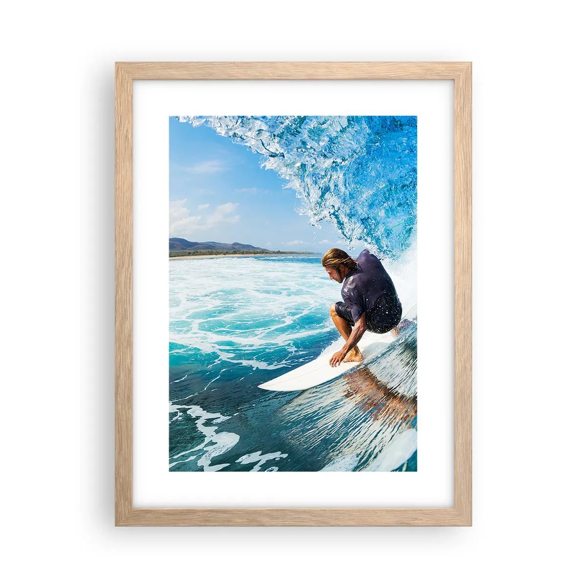 Poster in einem Rahmen aus heller Eiche - Tanzen mit den Wellen - 30x40 cm