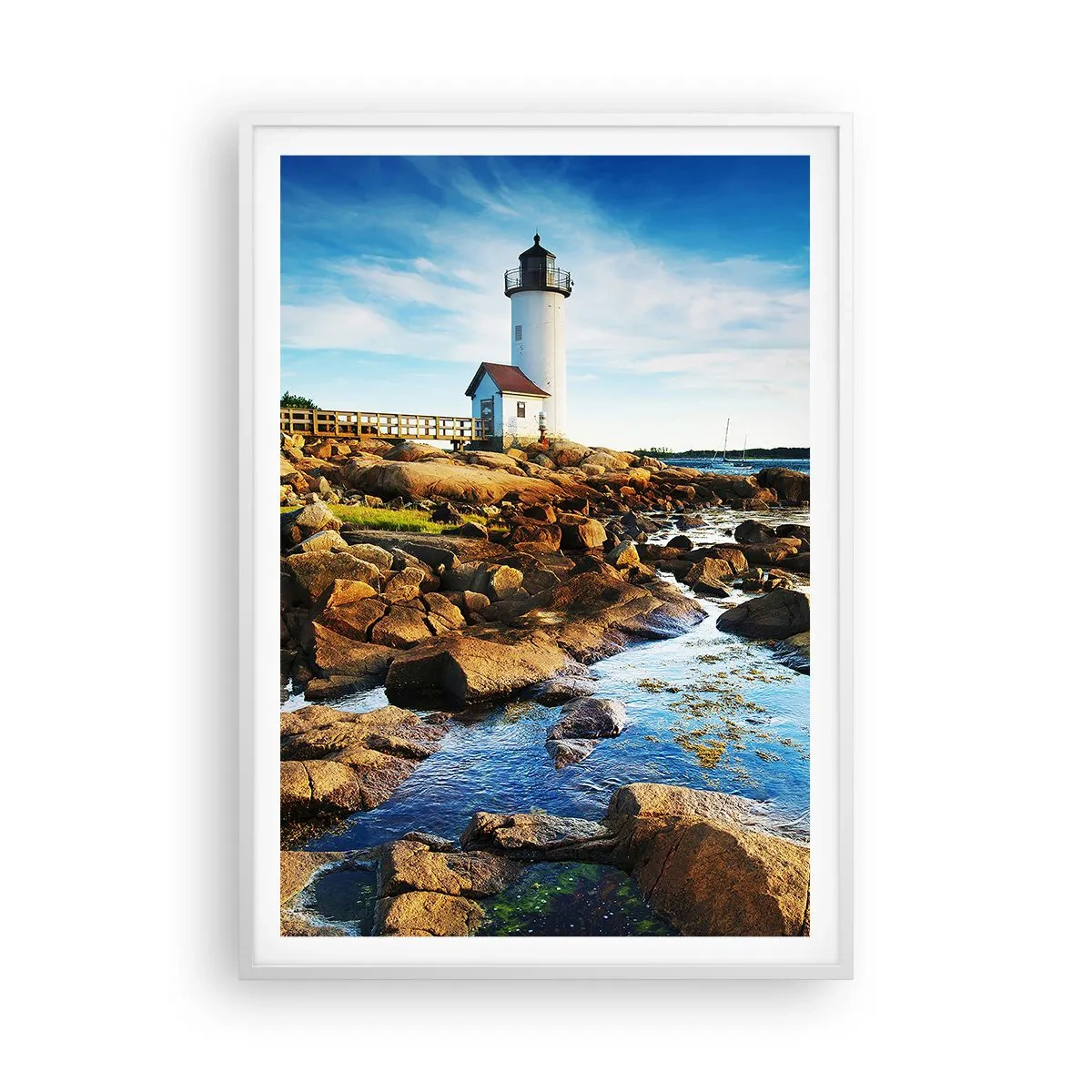 Poster in einem weißen Rahmen - Komm glücklich zurück, ich warte - 70x100 cm