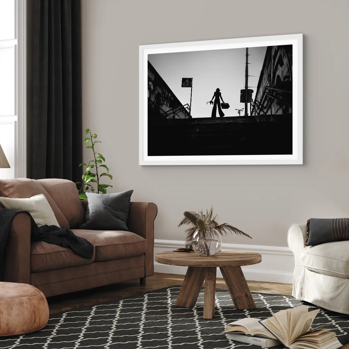 Poster in einem weißen Rahmen - Städtisches Wandern - 100x70 cm