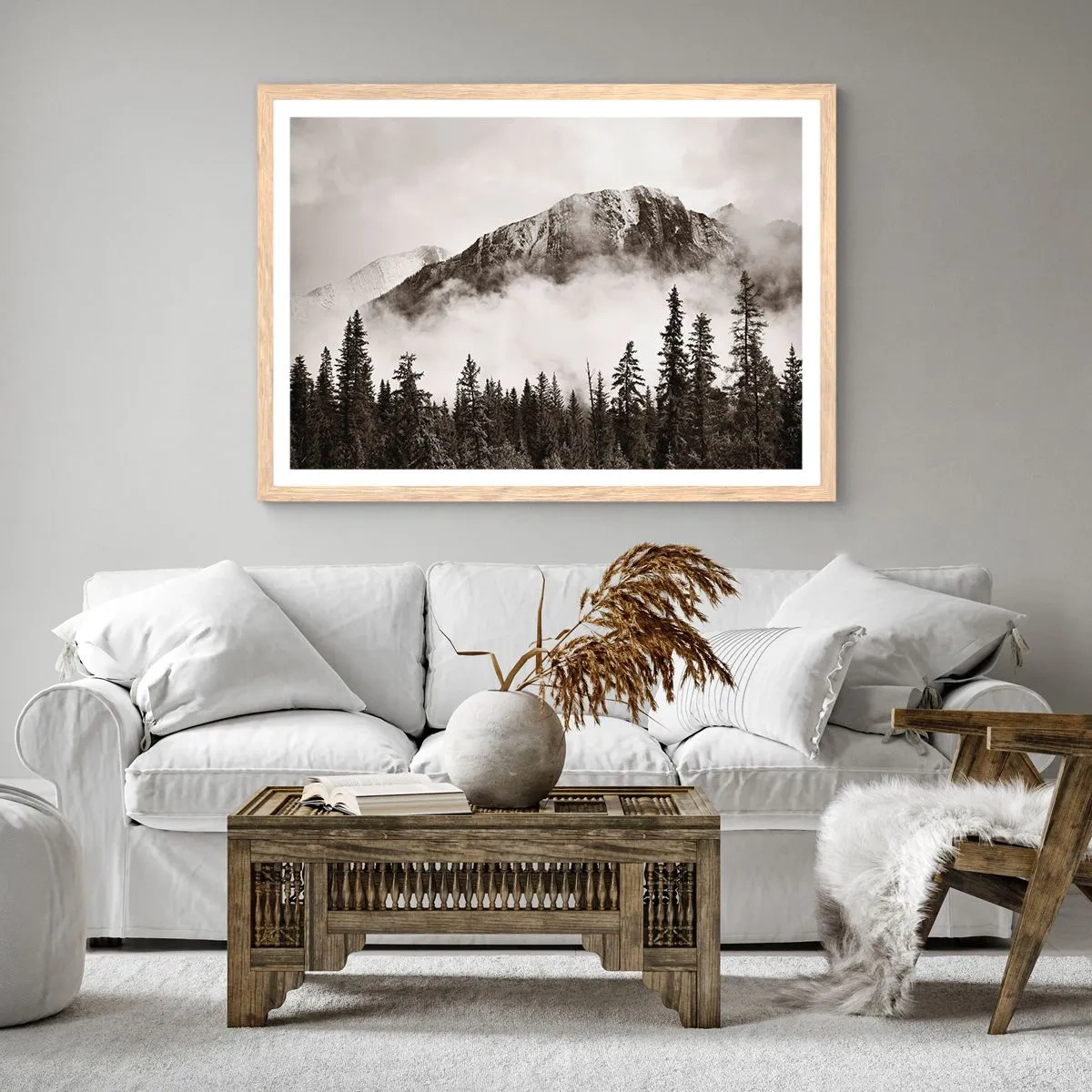 Poster in einem Rahmen aus heller Eiche - Lineal aus Granit - 100x70 cm