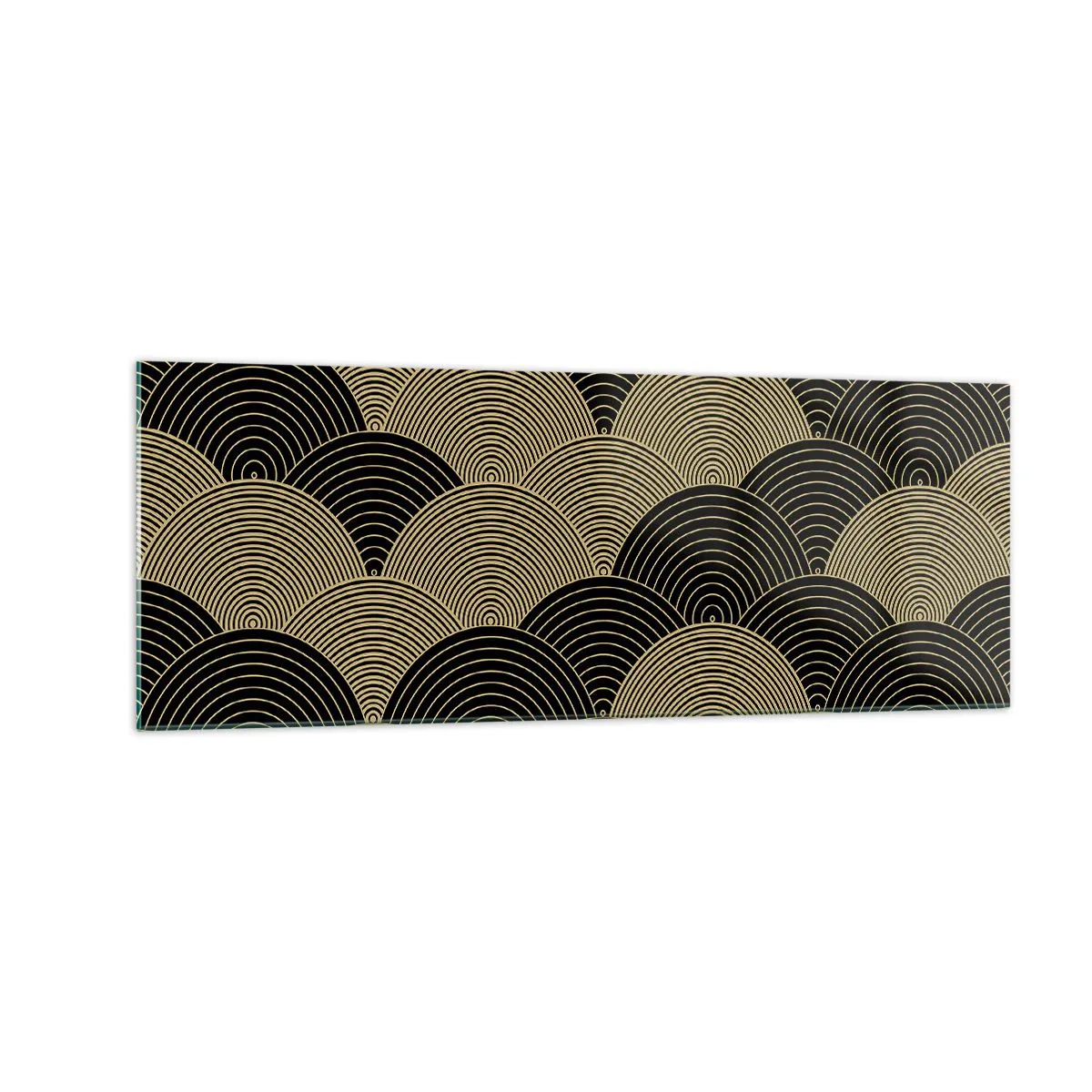 Glasbild - Bild auf glas - Art-Deco-Muster mit Halbkreisen und goldenen Linien - 140x50cm - Einheit in der Vielfalt - Moderne Wanddekoration für Wohnzimmer und Schlafzimmer ARTTOR