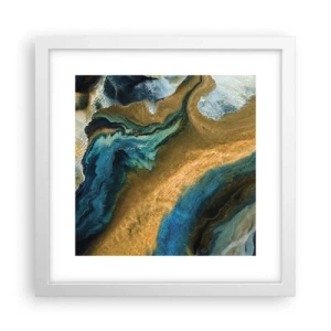Poster in einem weißen Rahmen - Blau - Gelb - gegenseitige Beeinflussung - 30x30 cm