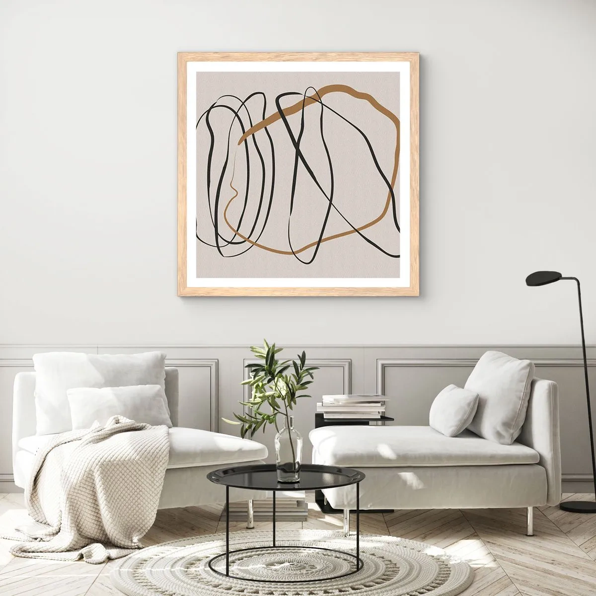 Poster in einem Rahmen aus heller Eiche - Komposition – Looptanz - 50x50 cm